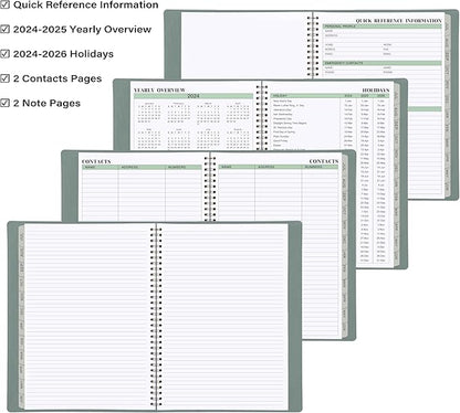 2024-2025 Planner - 11.38'' x 8.74'', Weekly & Monthly Planner Notepad,JUL 2024 - JUN 2025, Appointment Book, 60 Minutes Intervals, Monthly Tabs, Faux Soft Leather, Spiral Bound, Back Pockets - Green