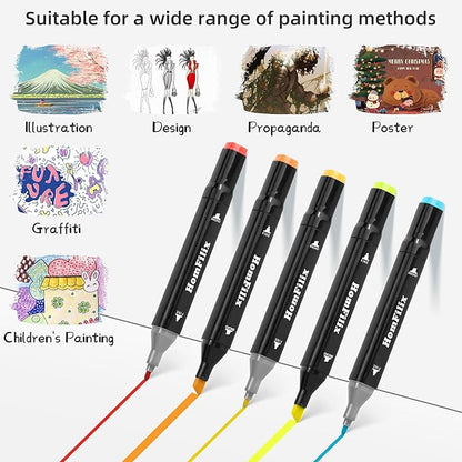 Alcohol Markers, 80 Colors Dual Tip Art Markers, Drawing Markers, Coloring Marker for Kids Sketching Adult Coloring