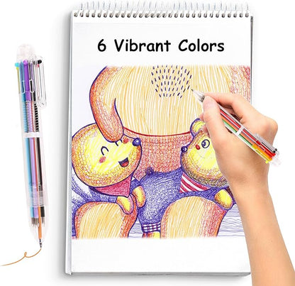 DAIKOYE Ballpoint Pens 24 PCS 0.5mm 6-in-1 Multicolor Ballpoint Pens School Supplies Birthday Party Favors Gifts for Kids Students