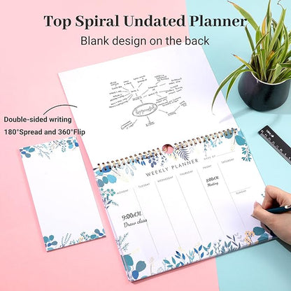 Yoment Weekly Planner Notepad 8.5x11 Weekly To Do List Notepad 52 Weekly Desk Planner Calendar Hangble Undated Weekly Planning Pad for Work,Home,School,Ofiice Supplies,Matching 44 Notepad,Blue