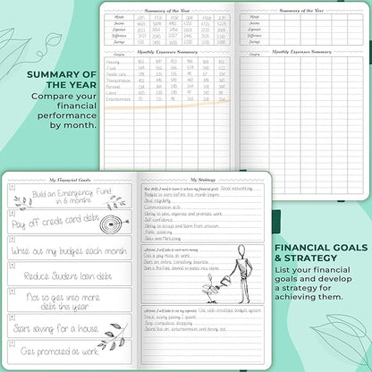 GoGirl Budget Planner – Monthly Financial Planner Organizer Budget Book. Expense Tracker Notebook Journal to Control Money, Compact (Emerald)
