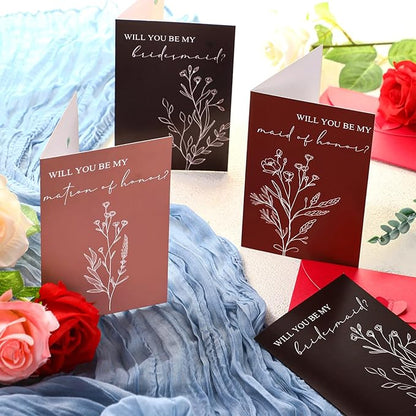Spakon 16 Pcs Will You Be My Bridesmaid Cards with Envelopes Watercolor Greenery Floral Bridal Proposal Maid of Honor Matron of Honor Invited Favor for Bridal Shower Wedding (Classic Styles)