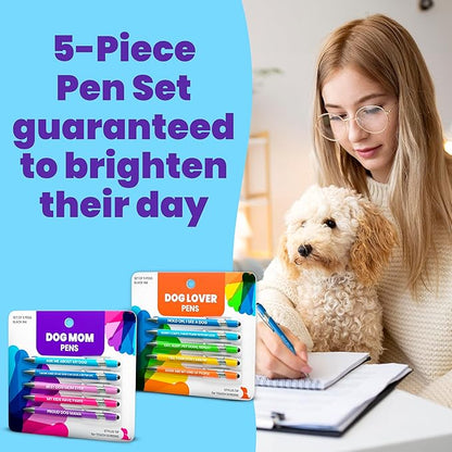 Funny Dog Mom Pen Set – 5-Piece Dog-Themed Stylus Pens – Dog Mom Gifts for Women, Friends, Dog Lovers, Groomer, Vet, Dog Sitter, Dog Walker for Birthdays, Valentines, Thank you
