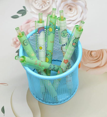 YYaaloa 48pcs Cute Pens Black Gel Ink Pens Green Dinosaur Pens Retractable 0.5mm Gel Pens Fun Pens for Kids Girls Boys Women Office School Supplies Christmas Xmas Gifts