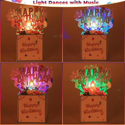 Tnvee 13TH Birthday Cards with Lights & Music & Candle, 3D Pop Up Singing Happy Birthday Greeting Cards Gfits for 13 Years Old Girl Boy Son Daughter