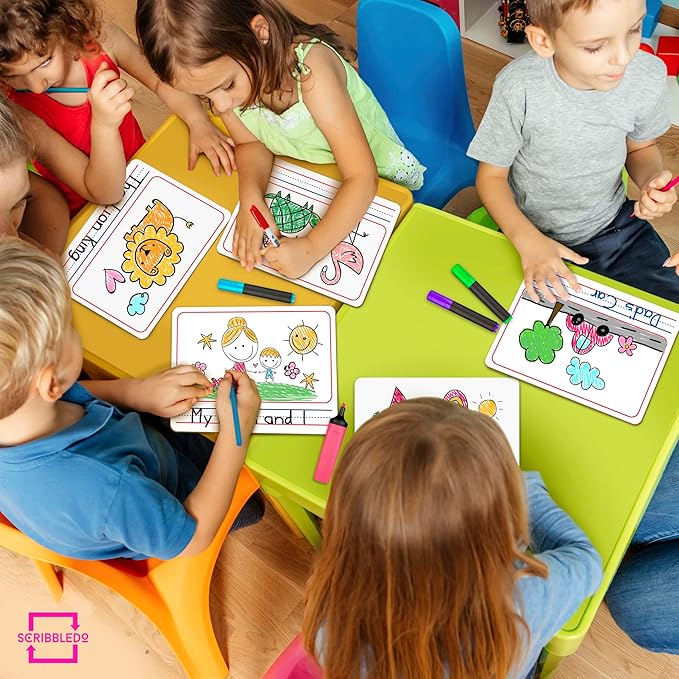 Double Sided Whiteboard 9”x12” Story Lined Dry Erase Board for Kids Writing Board Age 3-5 Practice Drawing Small White Board Teacher Elementary Grade 1 Kindergarten Preschool