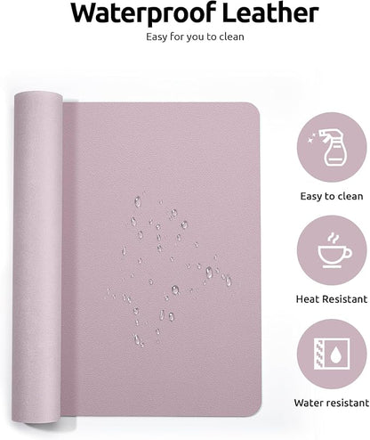 YSAGi Leather Desk Pad Protector, Office Desk Mat, Large Mouse Pad, Non-Slip PU Leather Desk Blotter, Laptop Desk Pad, Waterproof Desk Writing Pad for Office and Home (Grayish Lavender, 23.6" x 13.8")