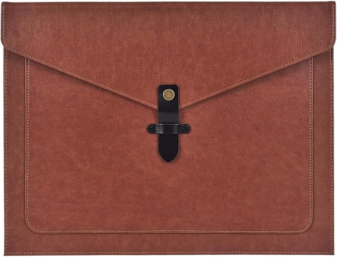 Brown Leather File Folder Letter Size, File Organizer, Important Document Folders with Pockets, Document Organizer, Laptop Sleeve Notebook Case, Paper Storage, A4 Envelopes Filing Folder