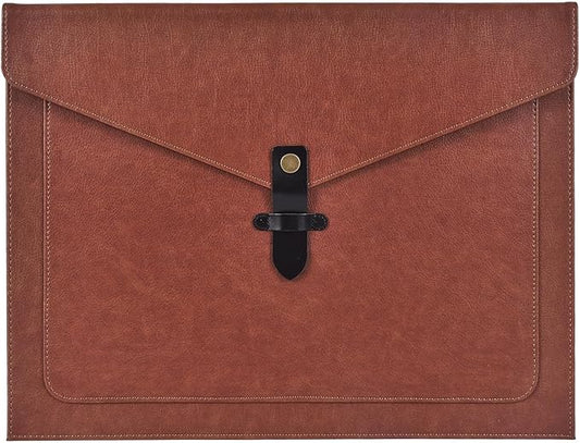 Brown Leather File Folder Letter Size, File Organizer, Important Document Folders with Pockets, Document Organizer, Laptop Sleeve Notebook Case, Paper Storage, A4 Envelopes Filing Folder