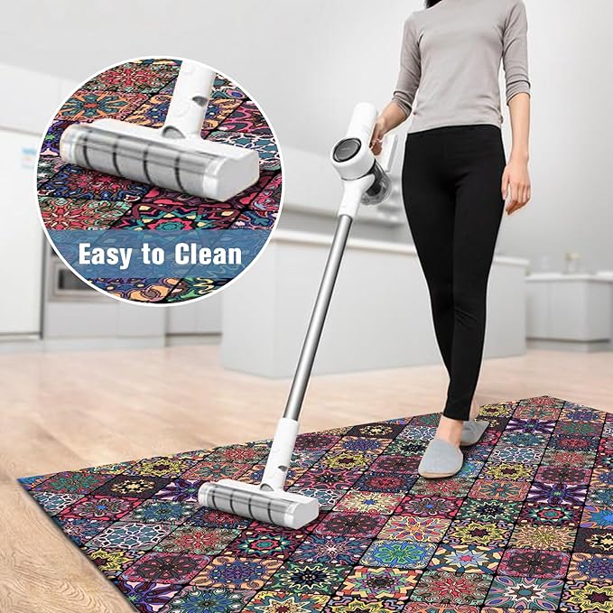 Office Chair Mat for Hardwood Floor Floral Mandala 48"x60" Computer Gaming Chair Mat Anti-Slip Office Rugs Floor Protector for Rolling Chairs Under Desk Rug for Home Office