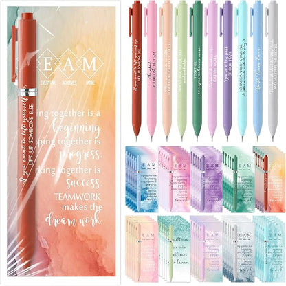Quelay 30 Set Christmas Inspirational Gift Bulk with Motivational Pens Inspiring Quote Bookmarks Team Building Gifts for Employees Appreciation Team Women Staff Gifts Bulk Volunteers(Team)