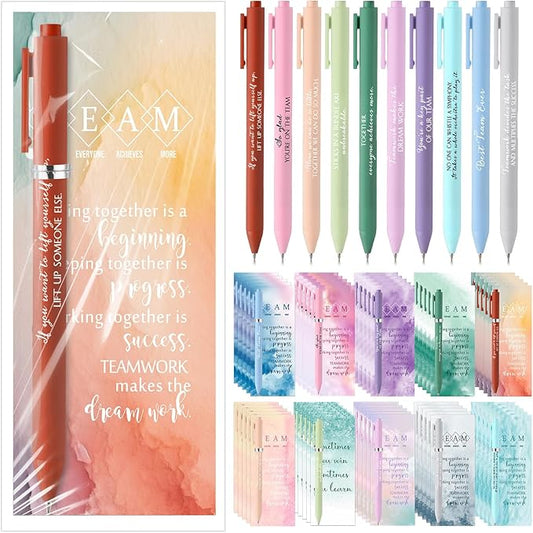 Quelay 30 Set Christmas Inspirational Gift Bulk with Motivational Pens Inspiring Quote Bookmarks Team Building Gifts for Employees Appreciation Team Women Staff Gifts Bulk Volunteers(Team)