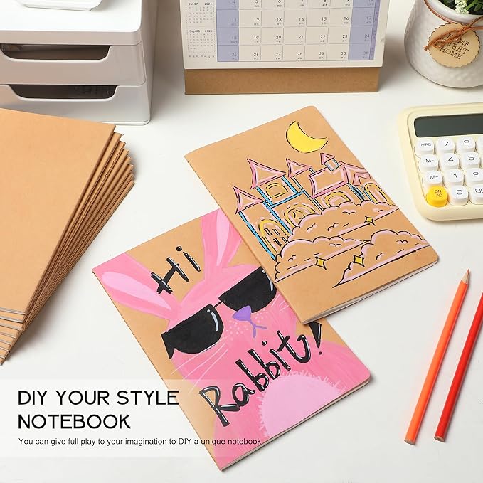 miikoul 72 Pack A5 Kraft Paper Notebook Lined Journal Bulk, 8.3 x 5.5 Inch, 60 Pages/30 Sheets, 80GSM, Travel Notebook Notepad for Adult, Students, Gift, School, Office Supplies