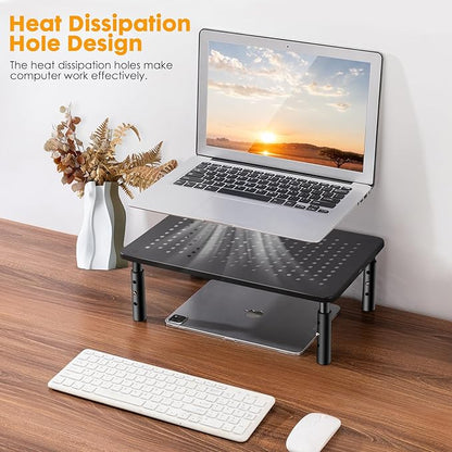 Computer Monitor Stand Riser for Desk, 2 Pack Adjustable Pc Laptop Tv Desktop Monitor Metal Stand Riser with Cable Straps, Screen Floor Shelf Holder Stand for Desk, Floor, Carpet, Organizer