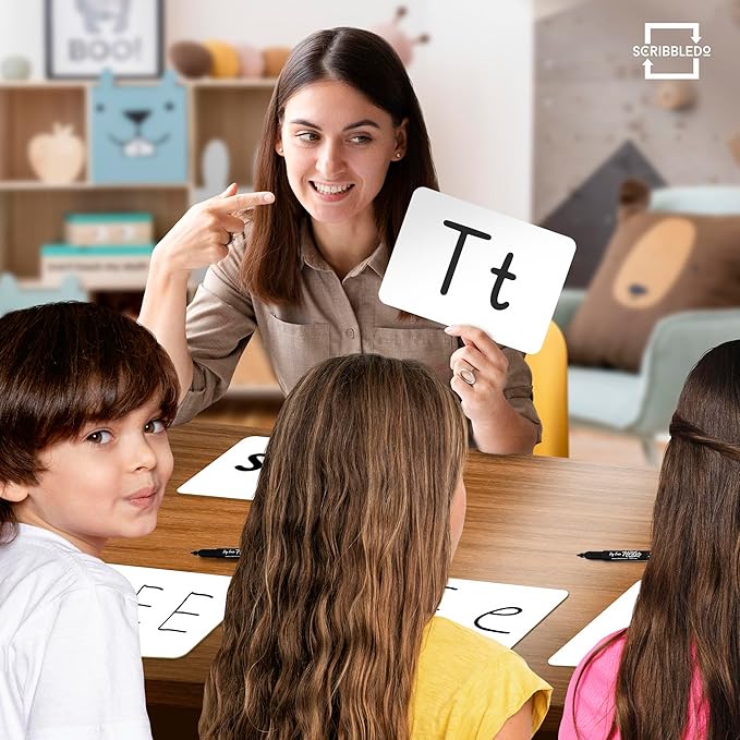 Scribbledo Set of 5 Small White Board Dry Erase Boards Classroom Pack Mini White Boards 5" x7” Double Sided Personal Whiteboards for Students Teachers School Supplies Lapboards