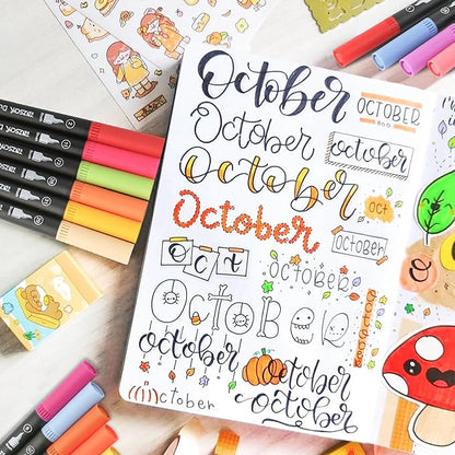 ZSCM 48 Colors Duo Tip Brush Markers Art Pen Set, Artist Fine and Brush Tip Colored Pens, for Adult Coloring Books Christmas Cards Drawing, Note taking Lettering Calligraphy Journaling