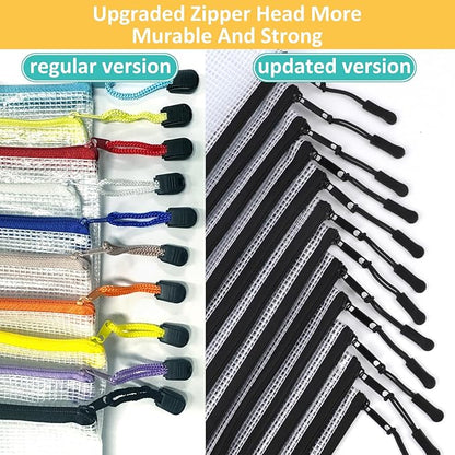 12pcs Mesh Zipper Pouch Bags, A3 Puzzle Bag for Organizing, File Bags Storage Bag, Board Games and Office Supplies