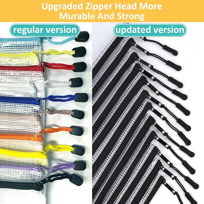 12pcs Mesh Zipper Pouch Bags, Puzzle Bag for Organizing, 8 Size Classroom Must Have Storage Bag, File Bags for School, Board Games and Office Supplies