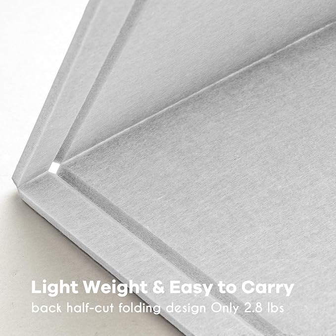 Large Bulletin Board - 48 x 36 Inches, Decorative Felt Pin Board for Wall - 4' x 3' Foldable Photo Display Board with Self-Adhesive Tape, Includes 20 Push Pins - Light Gray