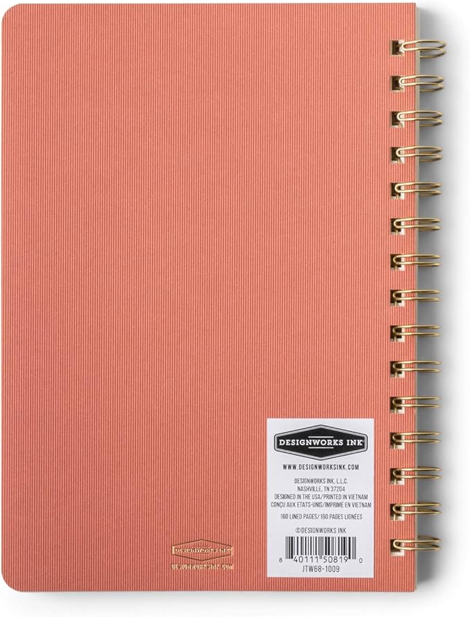 DesignWorks Ink 6" x 8.25" Terracotta Textured Paper Twin Wire Spiral Notebook Journal with 160 Lined Pages for Work, Writing, Journaling