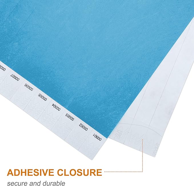 100 Pcs Wristbands, 1-100 Consecutive Numbers Waterproof Tearproof and Printable Wrist Straps Admission Bracelets Tickets (Blue)