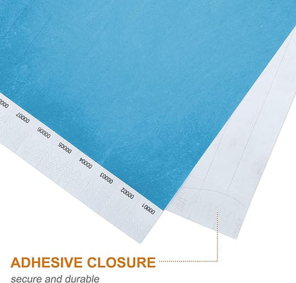 100 Pcs Wristbands, 1-100 Consecutive Numbers Waterproof Tearproof and Printable Wrist Straps Admission Bracelets Tickets (Blue)