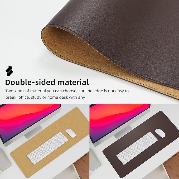Desk Mat,Leather Desk mat,Double-Sided Desk Pad,Desk matt for Desktop,Large Mouse Pad,Office Desk mat,Waterproof Desk Blotter pad for Office&Home(Coffee 23.6in*13in)
