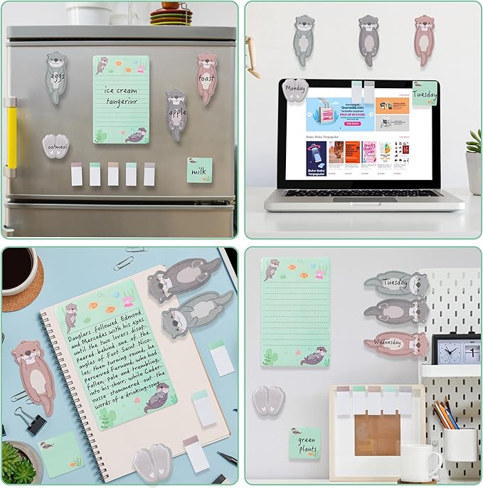 I Just Really Like Otters Sticky Notes Set, 550 Sheets, Cute Cartoon Otters Self-Stick Notes Pads Sea Animal Divider Tabs Bundle Writing Memo Pads Back to School Office Supplies Small Gift
