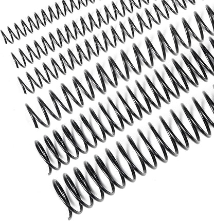 TOTiyea 100 Pack Plastic Spiral Binding Coils, Multi Sizes, 4:1 Pitch, Black, Plastic Binding Spirals (8mm+10mm+12mm+16mm+20mm+25mm, Multi Capacity)