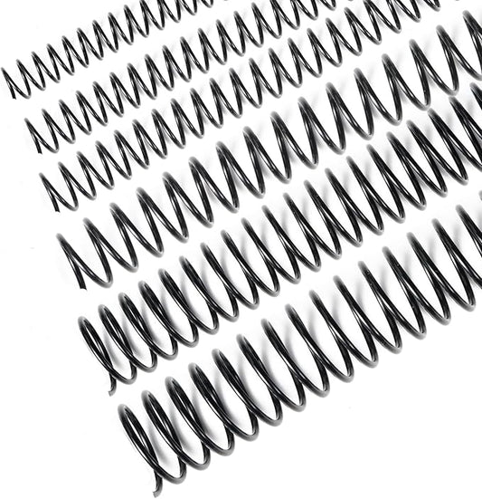 TOTiyea 100 Pack Plastic Spiral Binding Coils, Multi Sizes, 4:1 Pitch, Black, Plastic Binding Spirals (8mm+10mm+12mm+16mm+20mm+25mm, Multi Capacity)