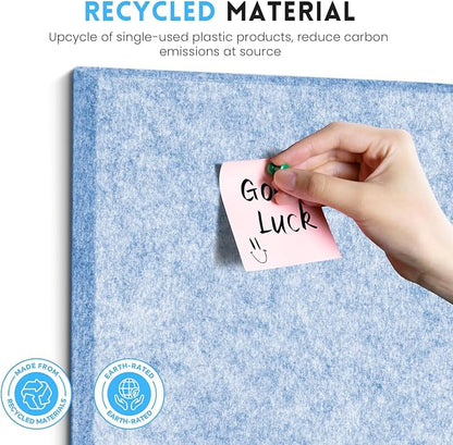 Large Cork Bulletin Board for Wall 36"x24", 6 Pack Felt Wall Tiles with 50 Pushpins, 30 Safe Removable Adhesive Tabs, Decorative Pin Board Tack Board for Office Home School, Light Blue