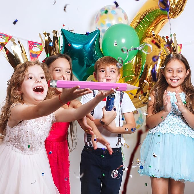 Wooden Jumbo Pencil for Prop Gifts Decor 14 Inch Funny Big Novelty Pencil with Cap Pink