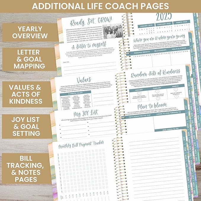 bloom daily planners 2025 Planner - Mini Pocket Planner - 4” x 6” - (January 2025 - December 2025) - Weekly & Monthly Agenda Organizer & Calendar Book - Watercolor Waves