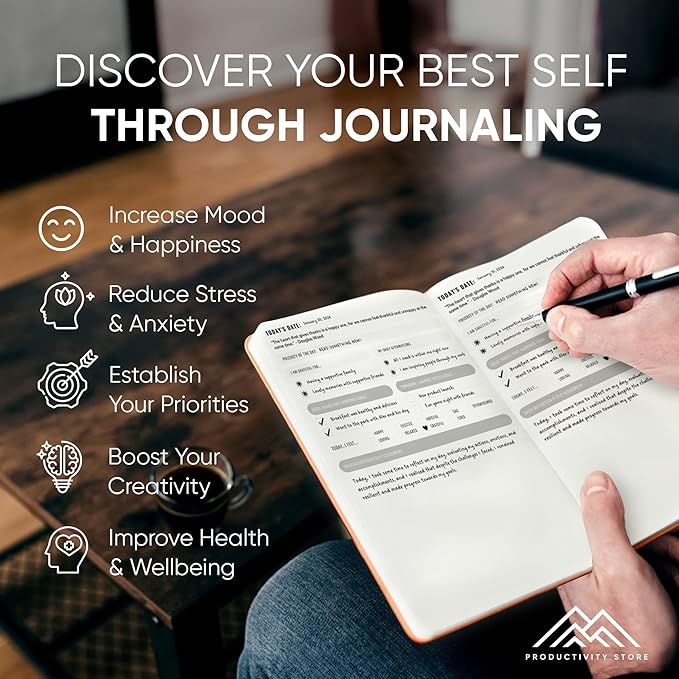 Best Daily Journal for Men & Women for Mindfulness, Productivity, Happiness & Self Care | Gratitude Journal, Affirmation Journal, Positivity Journal, Manifestation Journal, Self-Care Journal, Habit Tracker & Daily Journal with Prompts (Gray)