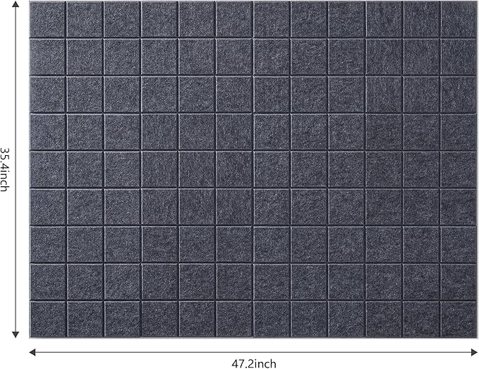 Large Cork Board for Wall 48" X 36", 12 Pack Felt Wall Tiles Bulletin Board Cork Boards for Walls, Felt Board Pin Board Tack Board Corkboard for Office (Drak Grey)