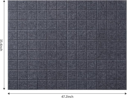Large Cork Board for Wall 48" X 36", 12 Pack Felt Wall Tiles Bulletin Board Cork Boards for Walls, Felt Board Pin Board Tack Board Corkboard for Office (Drak Grey)