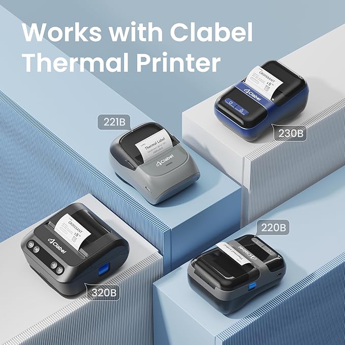CLABEL Upgrade Thermal Label 6 Roll 1.96" x 3.14" for 221B/220B/230B Label Maker, 50x80mm 90 Sheet Sticker Labels,Waterproof, Oil-Proof, Anti-frictional