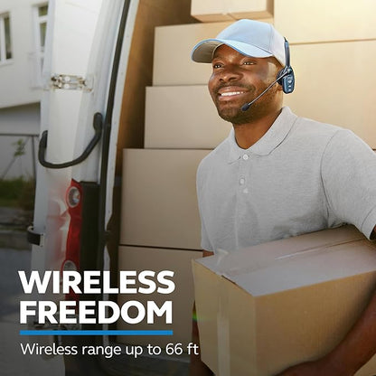 BlueParrott B250-XTS Mono Wireless Trucker Bluetooth Headset – Use On The Go, Ideal for High-Noise Environments, 91% Noise Cancellation - Includes USB-C Charging Cable, Black