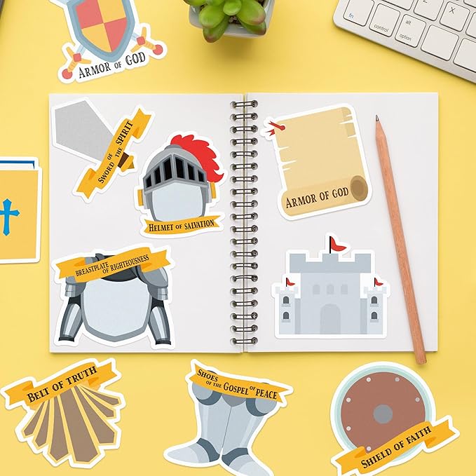 30 Pack Armor of God Sticky Notes, Total 600 Sheets, Religious Knight Self Sticky Notepads Memo Pads Christian Sunday School Office Supplies Classroom Reward Party Favors Goodies Bag Fillers