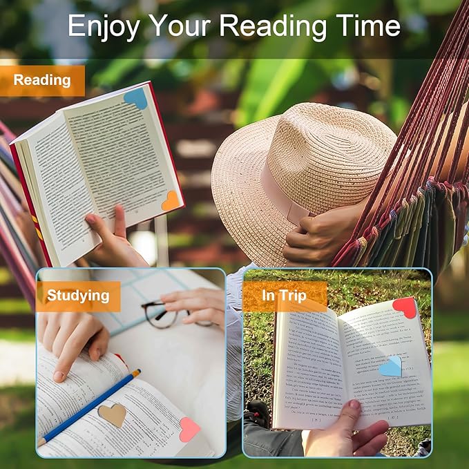 20 Pack Heart-Shaped Magnetic Bookmarks, Perfect for Book Lovers, Children, Women, Men, Teachers, Students, Birthday, Christmas, Graduation Double-Sided Printing for Easy Page Marking