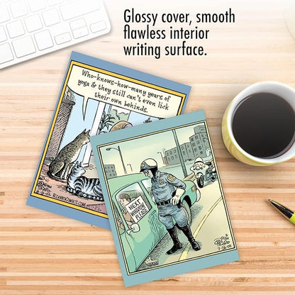 The Best Card Company - 10 Funny Assorted Blank Humor All Occasions Notecards Boxed Set 4 x 5.12 Inch w/Envelopes Cartoon Comics for Men, Women (10 Designs, 1 Each) - Very Bizarro M6464OCB