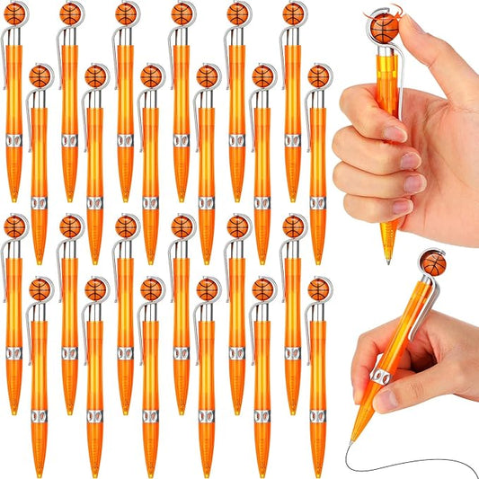 Zhanmai 24 Pcs Novelty Basketball Pens Sports Ballpoint Pens Basketball Party Favors Desk Cool Writing Tool for Students Supplies Stationery School Office Decor(Orange,Basketball)