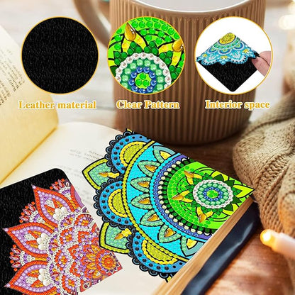 Diamond Art Bookmark Shape Rhinestone Bookmark Crystal DIY Diamond Drawing Bookmark Diamond Art by Number Embroidery Painting Bookmark for Arts Crafts Gift (Lotus 6)