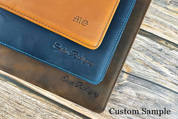 Personalized Leather Portfolio for Men, Engraved Leather Clipboard Portfolio Binder, Custom Leather Resume Padfolio for Women, Christmas Gift for His/Her (Clipboard, Khaki-Custom)