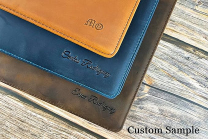 Personalized Leather Portfolio for Men, Engraved Leather Clipboard Portfolio Binder, Custom Leather Resume Padfolio for Women, Christmas Gift for His/Her (Clipboard, Khaki-Custom)