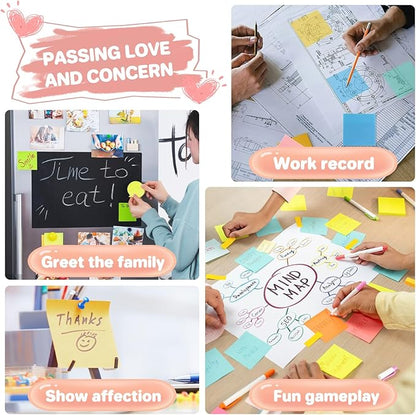 (9 Pack) Sticky Notes 3x3 Inches Colorful Sticky Notes，Super Sticking Power Bright Colors Self-Stick Pads，Easy to Post for School Supplies and Office Products，56 Sheets/Pad,504Sheets