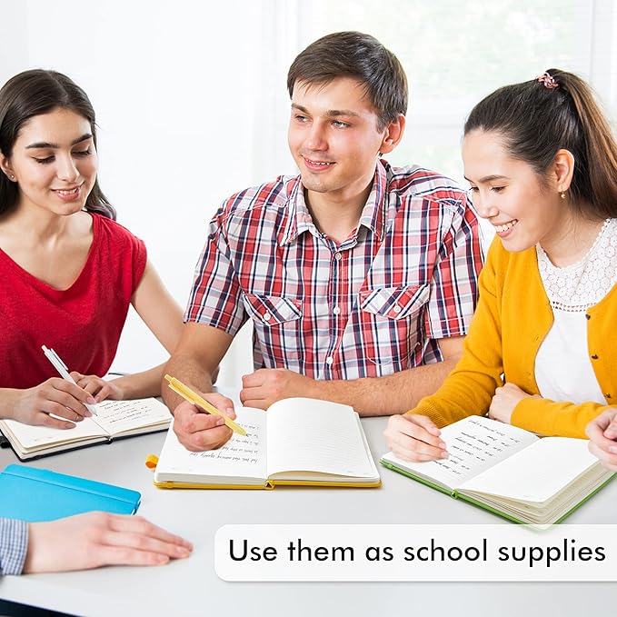 feela Journal Notebook Bulk for School, Hardcover Business Classic Ruled Lined Journals with Pen Holder for Work Office Journaling, with 5 Black Pens, 120 GSM, 5.1”x8.3”, 5 Pack, A5, Solid Colors