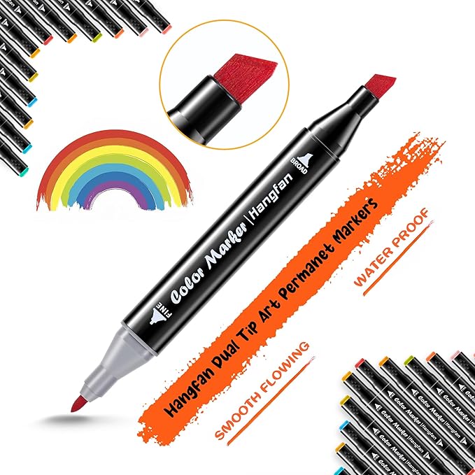 Art Markers, for Adult Coloring Books No Bleeding,40 Colors Dual Tip Alcohol Markers Brush Tip,Give 1 White Highlighter,1 Tracing Pen,Anime Coloring Sketch Illustrations (Black Pen Container)