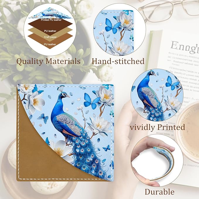 Peacock Corner Bookmarks, Cute Leather Book Accessories for Book Lovers, 3 Pcs Reading Book Page Markers for Women Men Student Teacher Girls Boys Kids Retirement Birthday Gifts