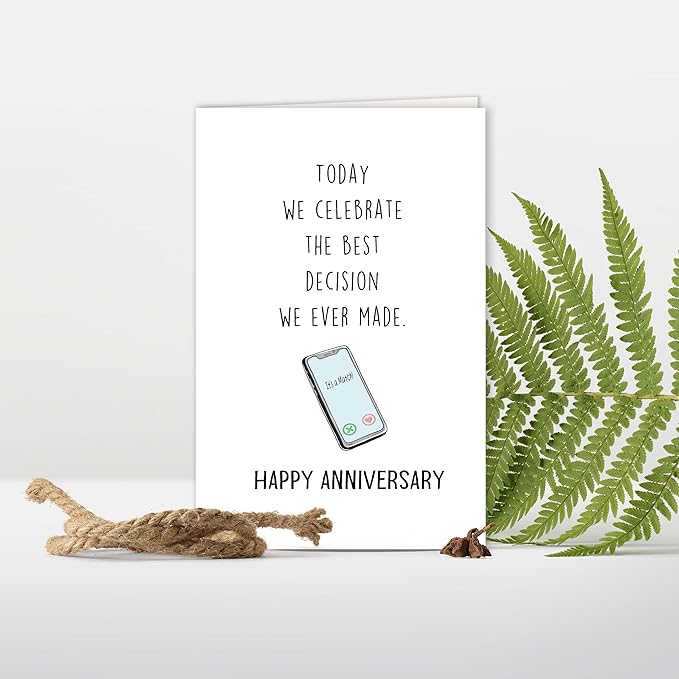 Funny Met Online Dating Anniversary Card, Swipe Dating Card for Boyfriend Girlfriend, Anniversary Card for Him Her, Internet Dating Card, Celebrate The Best We Decision We Ever Made